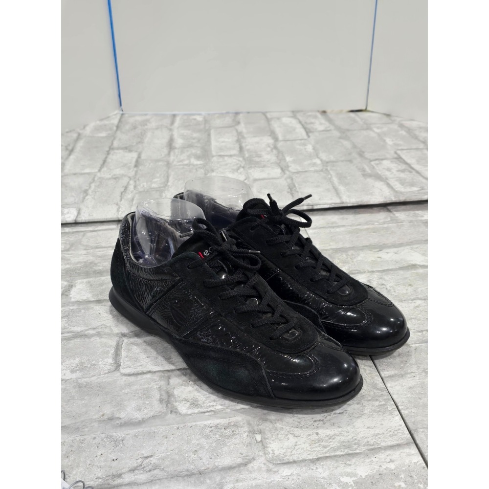 Ecco Life Tie Sneaker Womens Size 10-10.5 Leather Suede Buffed Black Shoes EU 41